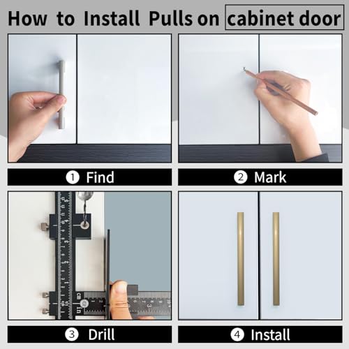 King&Charles Cabinet Hardware Jig, Aluminum Alloy Cabinet Handle Jig with 3 pcs Point Wood Drils Bits, Use for Handles Pulls Knobs on Drawers/Doors, Wood Drilling Dowelling Guide Set. - Image 5