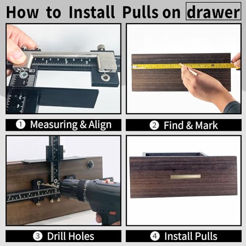 King&Charles Cabinet Hardware Jig, Aluminum Alloy Cabinet Handle Jig with 3 pcs Point Wood Drils Bits, Use for Handles Pulls Knobs on Drawers/Doors, Wood Drilling Dowelling Guide Set. - Image 4