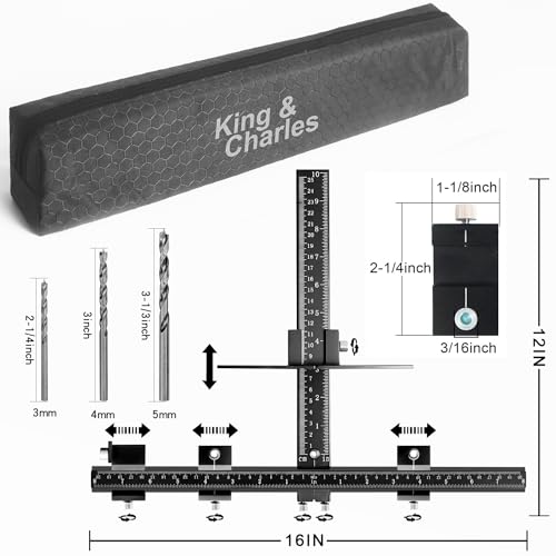 King&Charles Cabinet Hardware Jig, Aluminum Alloy Cabinet Handle Jig with 3 pcs Point Wood Drils Bits, Use for Handles Pulls Knobs on Drawers/Doors, Wood Drilling Dowelling Guide Set. - Image 2