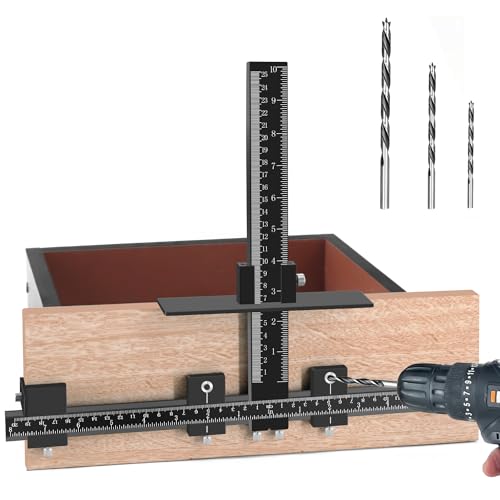 King&Charles Cabinet Hardware Jig, Aluminum Alloy Cabinet Handle Jig with 3 pcs Point Wood Drils Bits, Use for Handles Pulls Knobs on Drawers/Doors, Wood Drilling Dowelling Guide Set. - Image 1