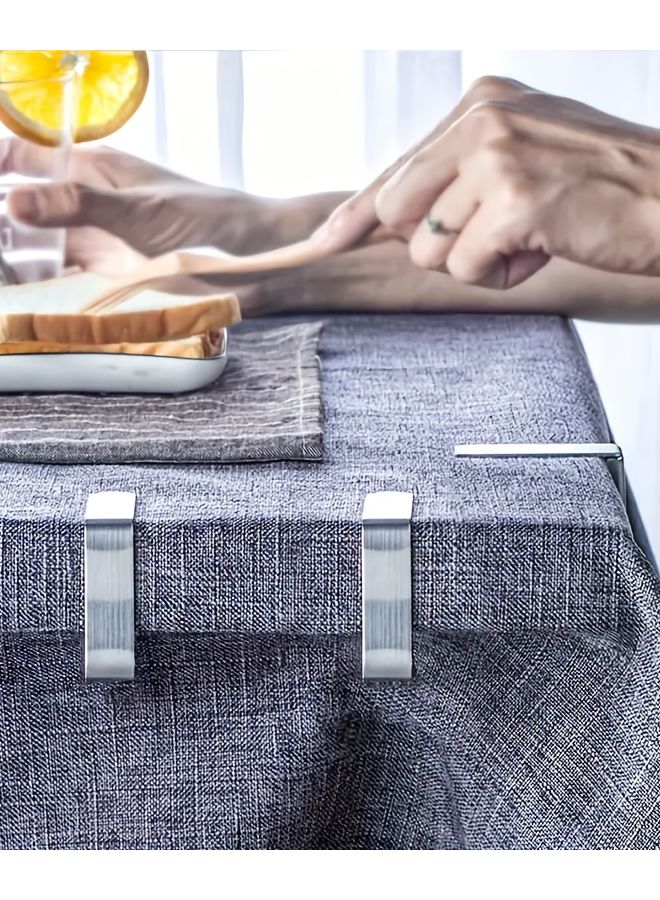 5 قطع مشابك ملايات فضية من الفولاذ المقاوم للصدأ على شكل X لقبضة آمنة لحفلات الزفاف والنزهات والمنزل والحديقة - Image 5