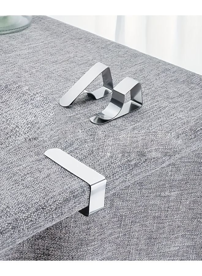 5 قطع مشابك ملايات فضية من الفولاذ المقاوم للصدأ على شكل X لقبضة آمنة لحفلات الزفاف والنزهات والمنزل والحديقة - Image 2