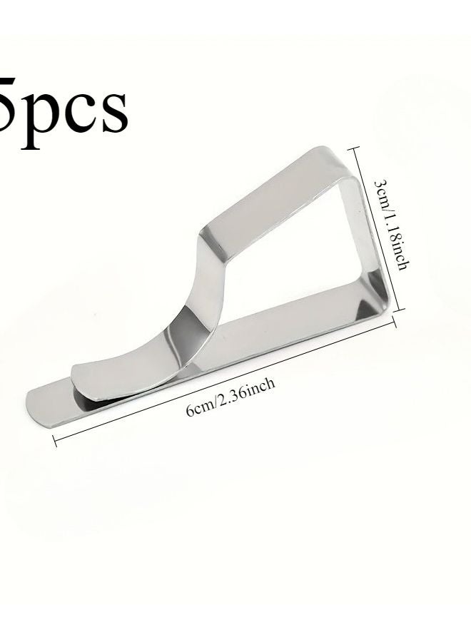 5 قطع مشابك ملايات فضية من الفولاذ المقاوم للصدأ على شكل X لقبضة آمنة لحفلات الزفاف والنزهات والمنزل والحديقة - Image 4