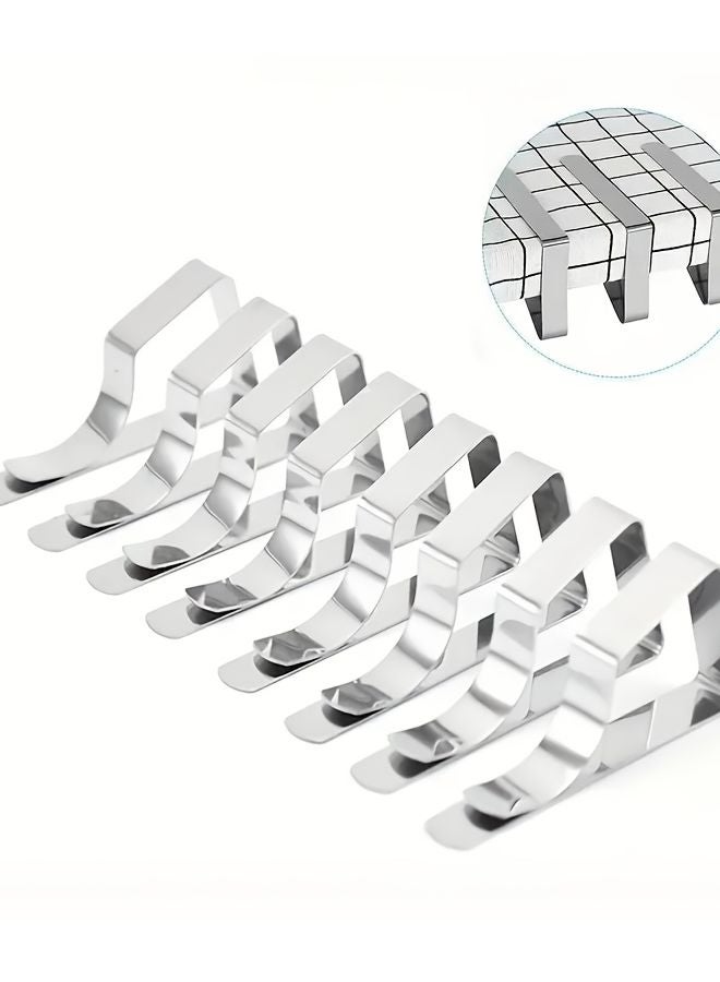 5 قطع مشابك ملايات فضية من الفولاذ المقاوم للصدأ على شكل X لقبضة آمنة لحفلات الزفاف والنزهات والمنزل والحديقة - Image 3