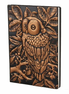 Excefore Handmade Daily Notepad Sketchbook Embossed Leather (Faux Leather) Travel Journals Vintage Handcraft Embossed Owl Antique (Copper)  - Image 1
