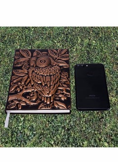 Excefore Handmade Daily Notepad Sketchbook Embossed Leather (Faux Leather) Travel Journals Vintage Handcraft Embossed Owl Antique (Copper)  - Image 2