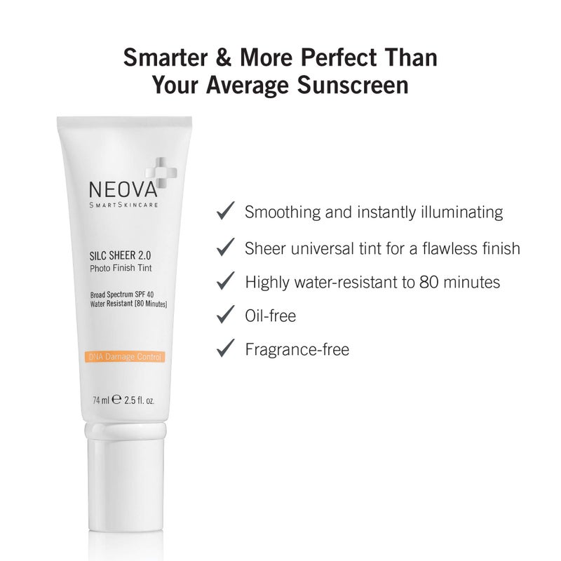 NEOVA SmartSkincare Silc Sheer 2.0 Tinted Sunscreen 2.5 fl oz | Broad Spectrum SPF 40 | Up To 80 min. Water Resistance | Oil & Fragrance Free | For All Skin Types - Image 2