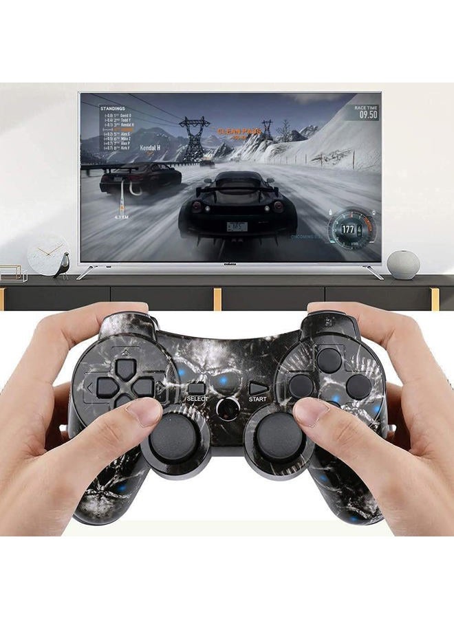 Burcica Wireless Controller for PS-3 Motion Sense Double Vibration Upgraded Gaming Remote for Play 3 with Charging Cord (Black and Red) - Image 3