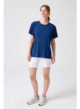 Los Ojos x Melodi Navy Blue Oversize Wide Fit T-Shirt Boyfriend T-Shirt  - Image 2