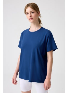 Los Ojos x Melodi Navy Blue Oversize Wide Fit T-Shirt Boyfriend T-Shirt  - Image 5