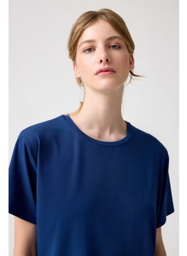Los Ojos x Melodi Navy Blue Oversize Wide Fit T-Shirt Boyfriend T-Shirt  - Image 1