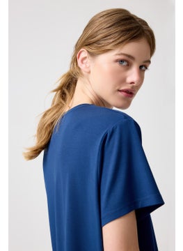Los Ojos x Melodi Navy Blue Oversize Wide Fit T-Shirt Boyfriend T-Shirt  - Image 3