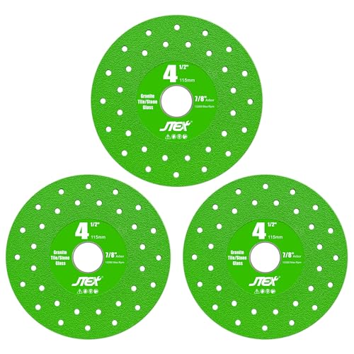 JTEX 4-1/2" Rock Slab Grinding Disc for Angle Grinder, 7/8" Arbor, Ultra-Thin Versatile for Rock, Tile, Marble, Granite, Porcelain, Masonry, Glass (3-Pack) - Image 1