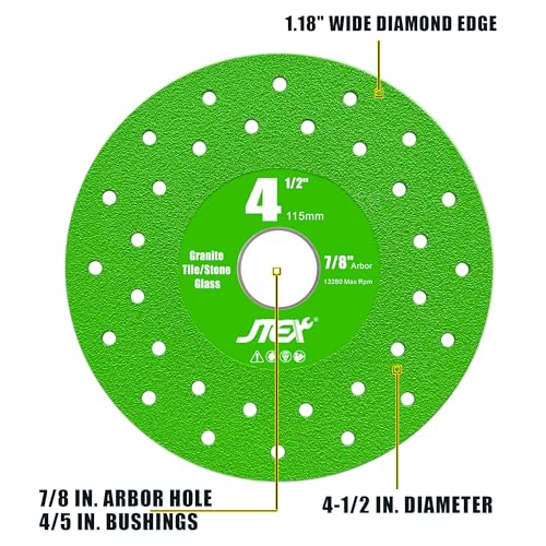 JTEX 4-1/2" Rock Slab Grinding Disc for Angle Grinder, 7/8" Arbor, Ultra-Thin Versatile for Rock, Tile, Marble, Granite, Porcelain, Masonry, Glass (3-Pack) - Image 2