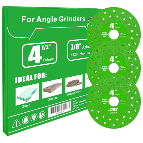 JTEX 4-1/2" Rock Slab Grinding Disc for Angle Grinder, 7/8" Arbor, Ultra-Thin Versatile for Rock, Tile, Marble, Granite, Porcelain, Masonry, Glass (3-Pack) - Image 5