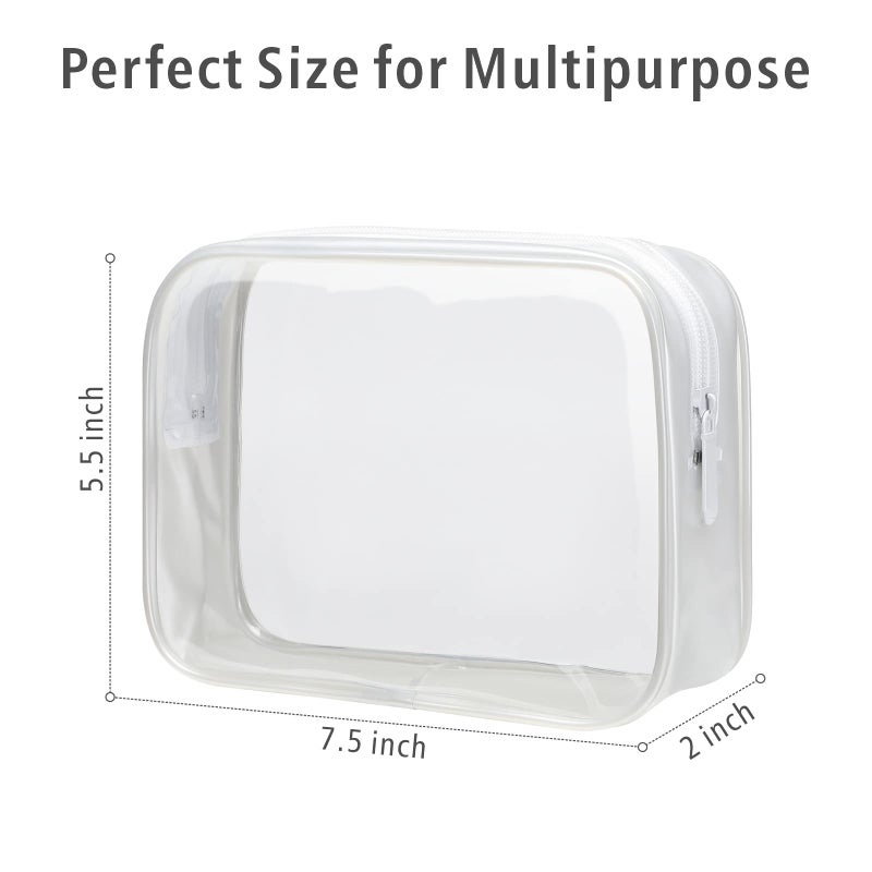 PACKISM Clear Toiletry Bag - 3 Pack TSA Approved Toiletry Bag Quart Size Bag, Travel Makeup Cosmetic Bag for Women, Carry on Airport Airline Compliant Bag, White - Image 2