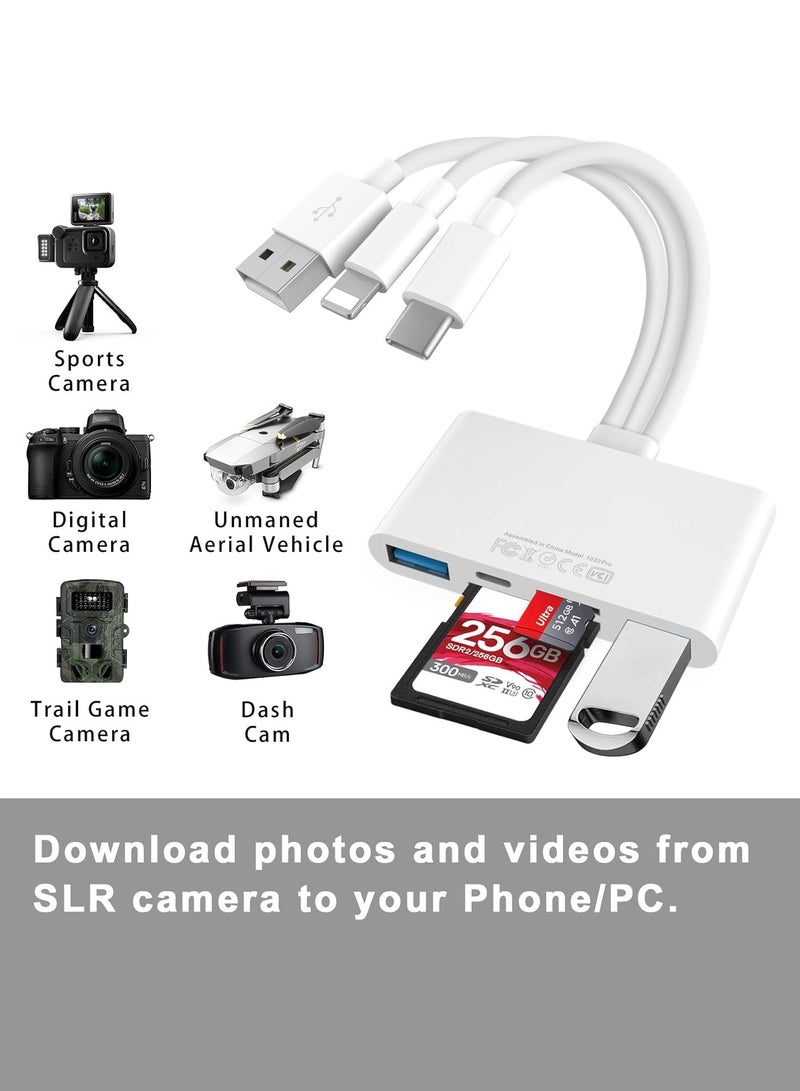 5-in-1 Memory Card Reader for iPhone, iPad, USB-C & USB-A Devices - Supports SD, Micro SD, SDHC & SDXC Cards,All-Round Camera Card Reader  - Image 2