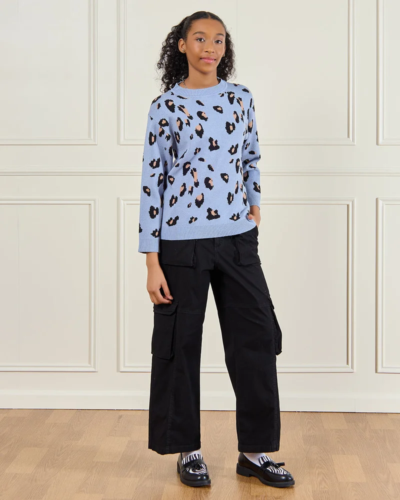 ردتاغ Senior Girls Blue Printed Pullover