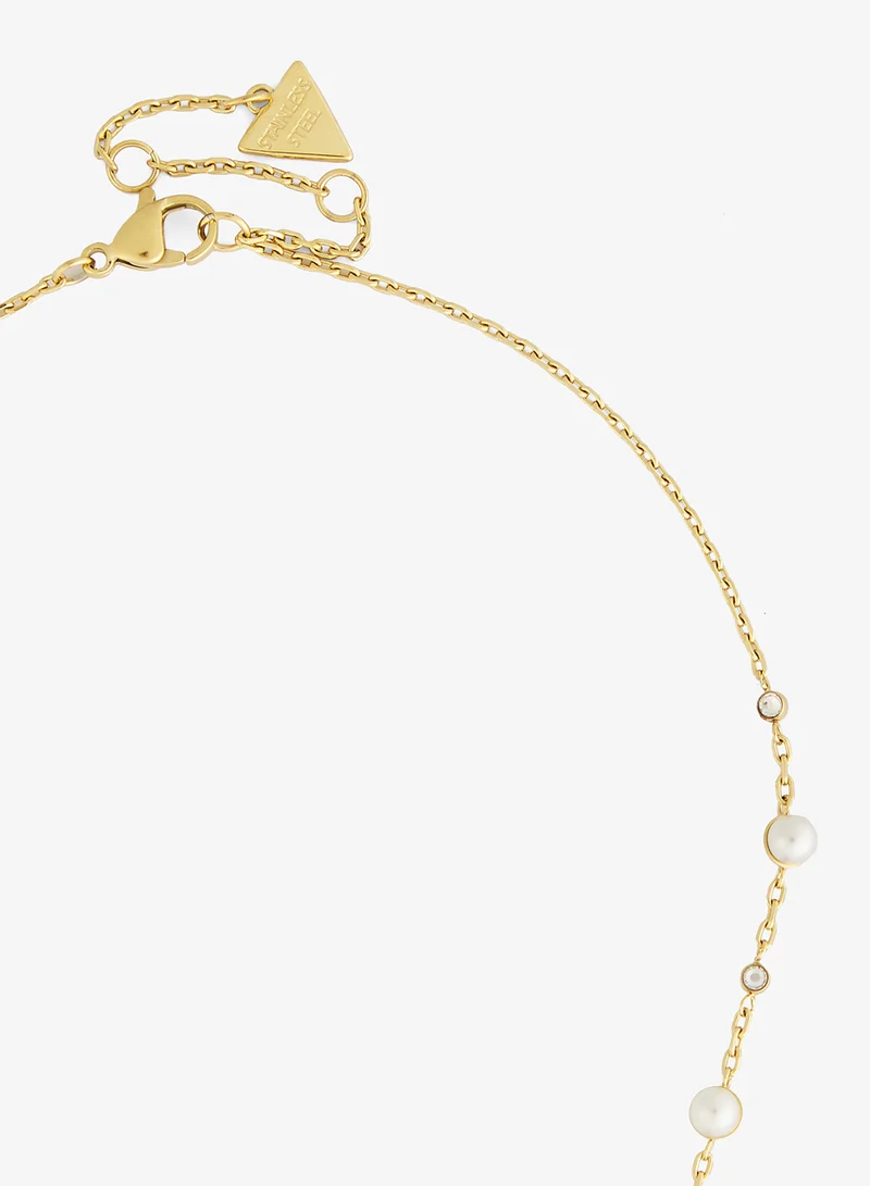 GUESS Tiny Pearly Logo Necklace