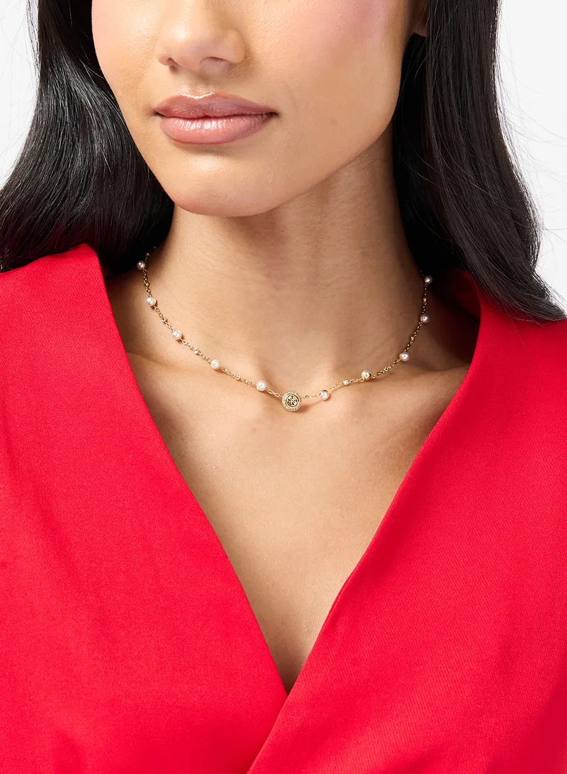 GUESS Tiny Pearly Logo Necklace