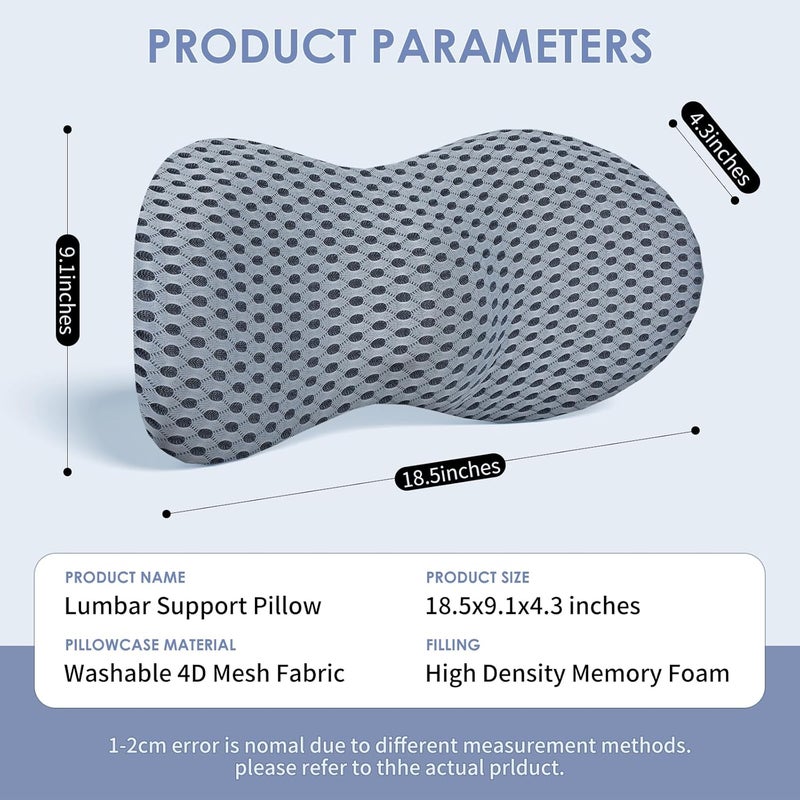kasney Lumbar Support Pillow, Back Pillow for Low Back Pain Relief, Ergonomic Streamline Car Seat, Office Chair, Recliner and Bed (Gray) - Image 5