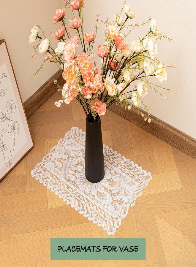 Jayla 2 Pcs Rectangle Lace Placemats for Tables Embroidered Lace Tablemats Vintage Crochet Floral Lace Table Runner Vintage Wedding, Tea Party Decor,White,12x17 Inch - Image 4