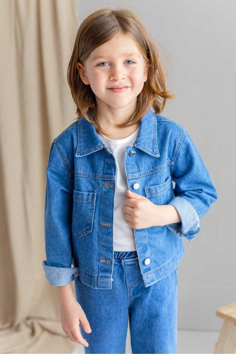 Oliven The Kid Unisex Dark Blue Denim Jacket - Image 1