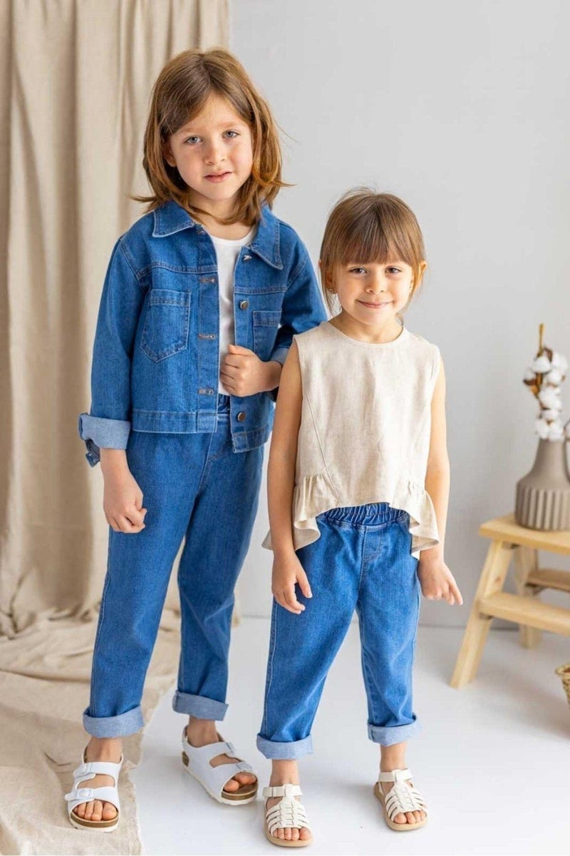 Oliven The Kid Unisex Dark Blue Denim Jacket - Image 3