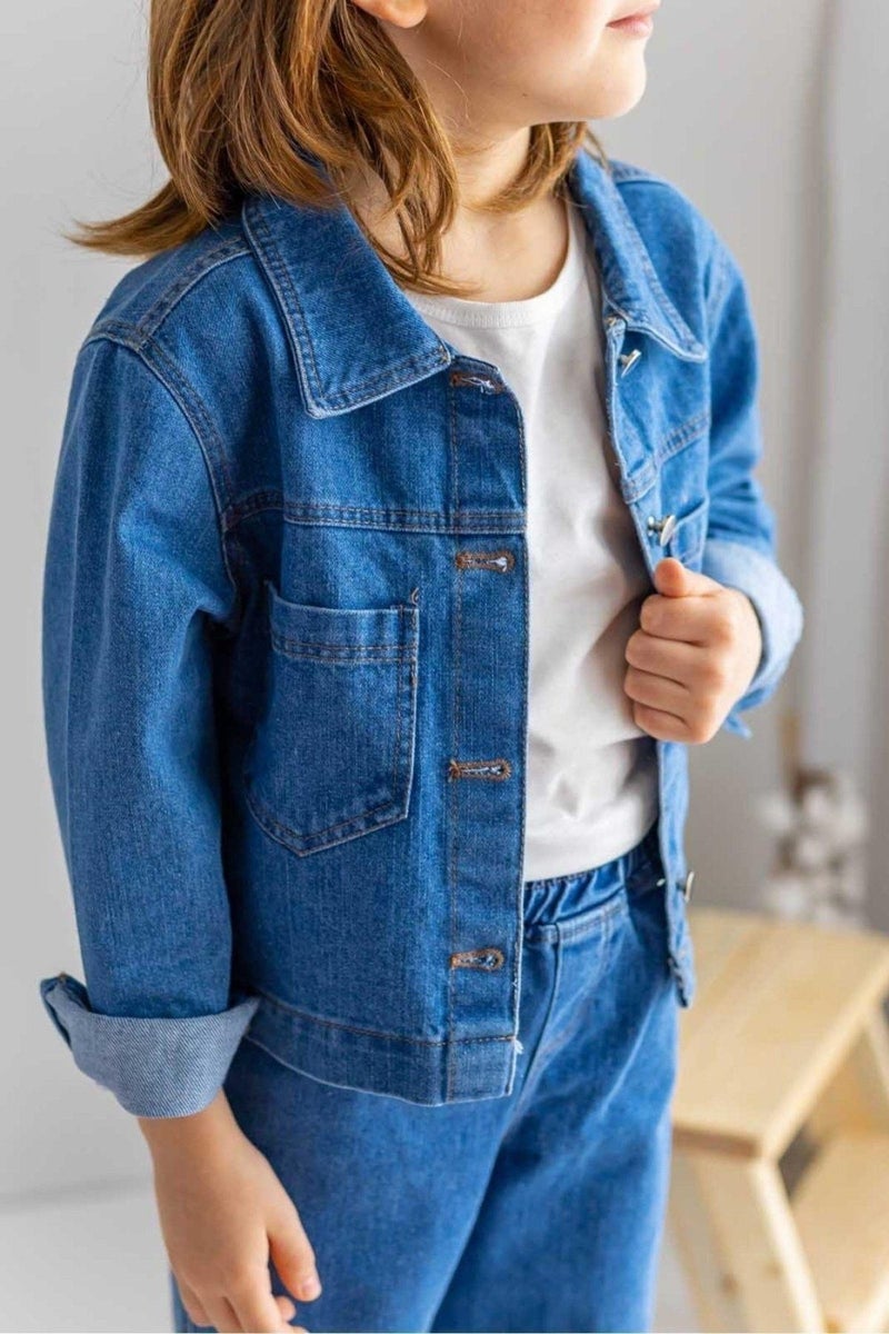 Oliven The Kid Unisex Dark Blue Denim Jacket - Image 2
