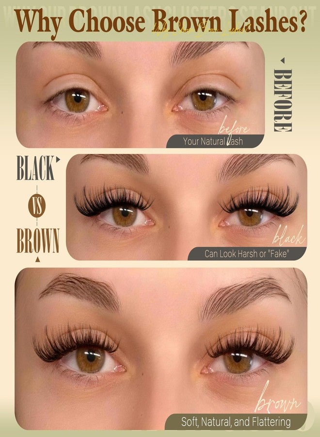 wiwoseo Dark Brown Lash Clusters Natural Fluffy Lashes Clusters Wispy Lash Cluster - Image 3