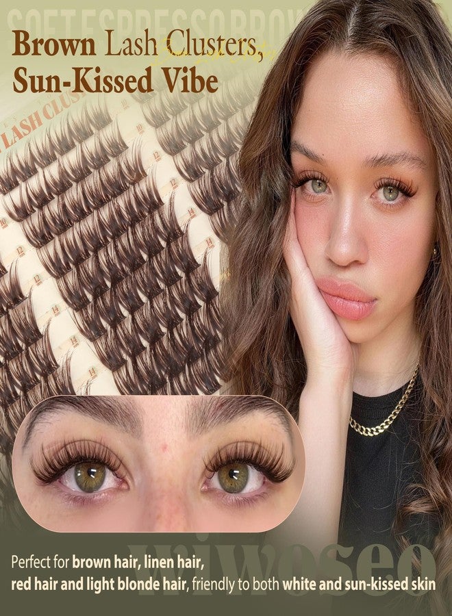 wiwoseo Dark Brown Lash Clusters Natural Fluffy Lashes Clusters Wispy Lash Cluster - Image 2