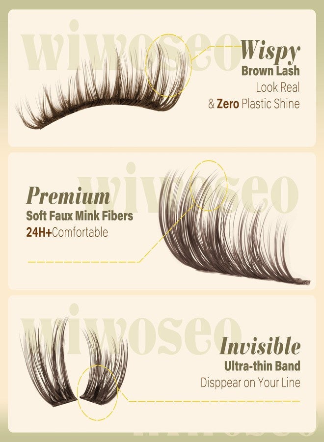 wiwoseo Dark Brown Lash Clusters Natural Fluffy Lashes Clusters Wispy Lash Cluster - Image 4