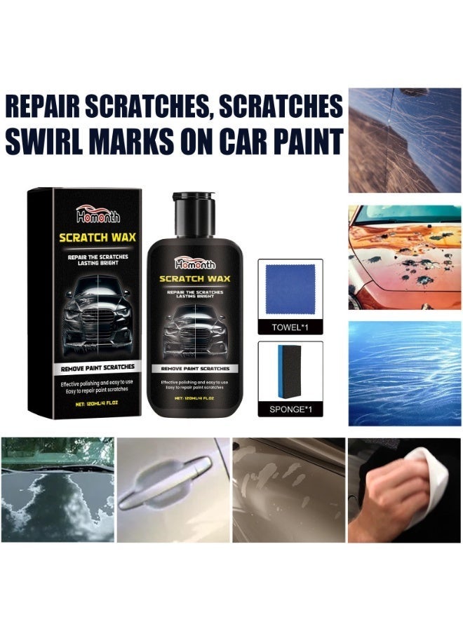 Homonth Scratch Wax Car Paint Repair Polishing Compound 120ml For Clear Coat Swirl Marks Black - Image 3