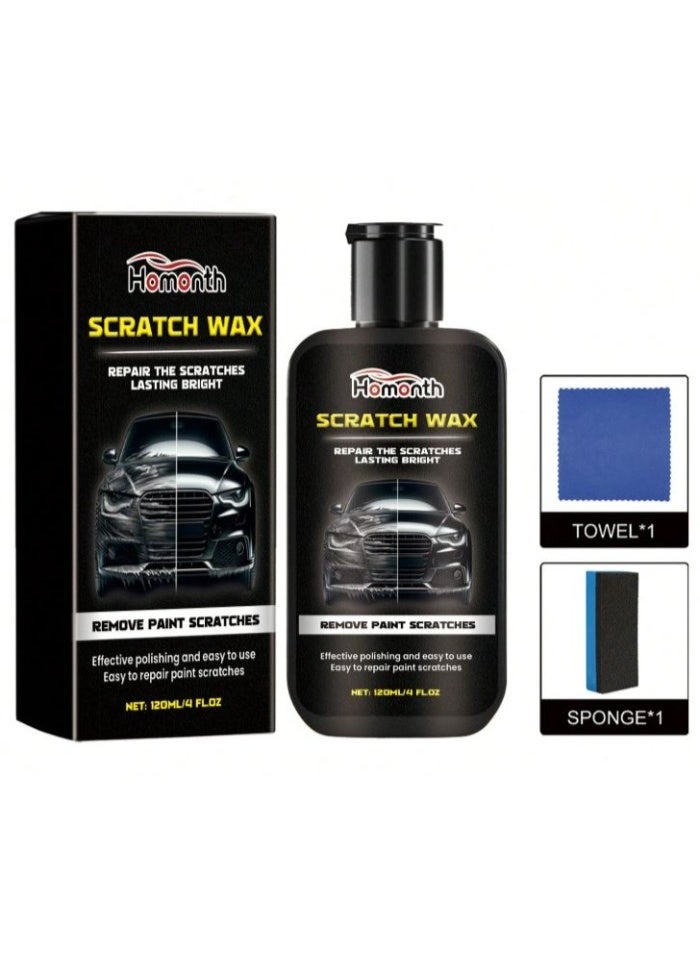Homonth Scratch Wax Car Paint Repair Polishing Compound 120ml For Clear Coat Swirl Marks Black - Image 1