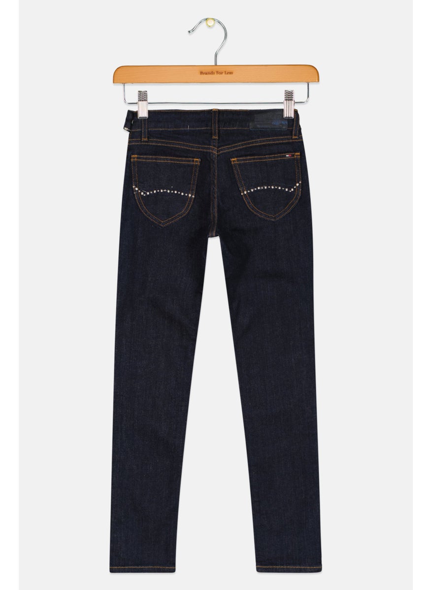 Tommy Hilfiger Denim Kids Girl Regular Fit Plain Jeans, Navy  - Image 2