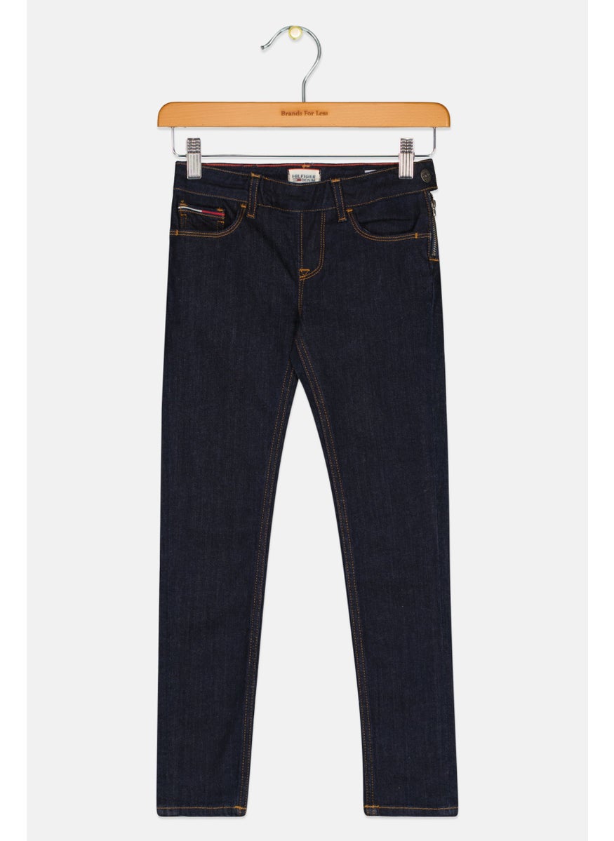 Tommy Hilfiger Denim Kids Girl Regular Fit Plain Jeans, Navy  - Image 1