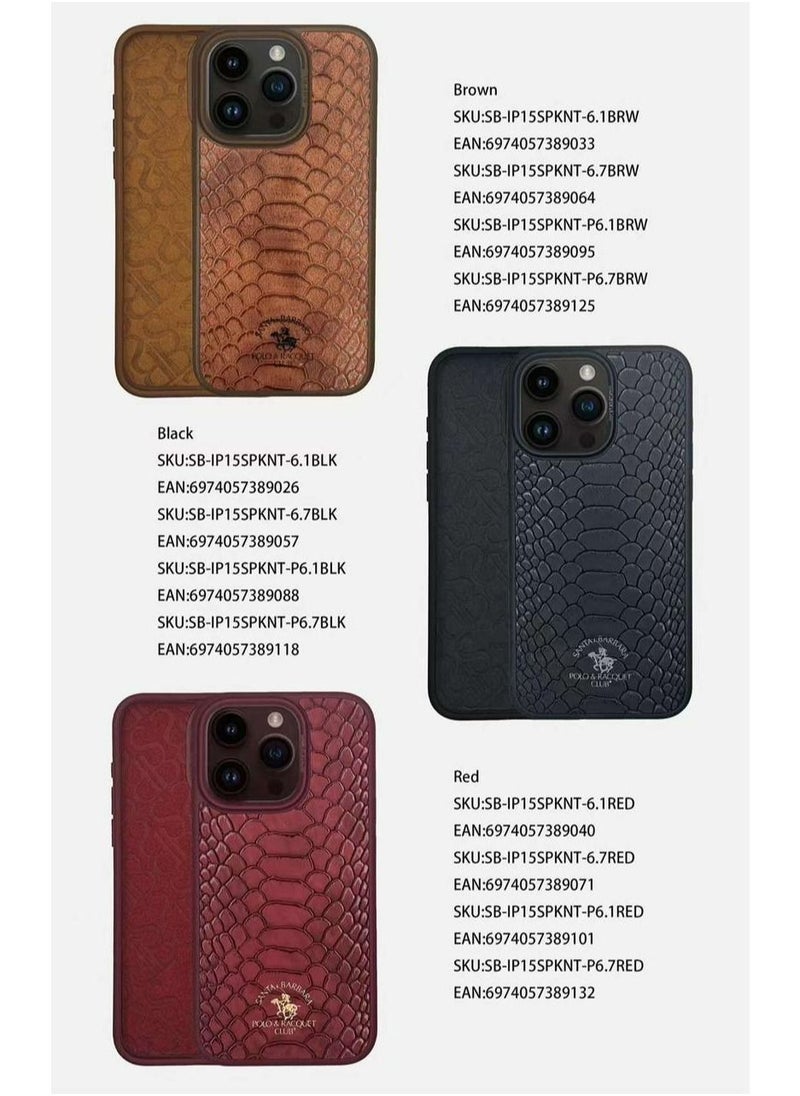 SANTA BARBARA POLO & RACQUET CLUB - Polo Knight Series Classic Business Design for Genuine Leather Phone Back Case Cover for Apple iPhone, Case for iPhone 15 Pro Max - Brown - Image 1