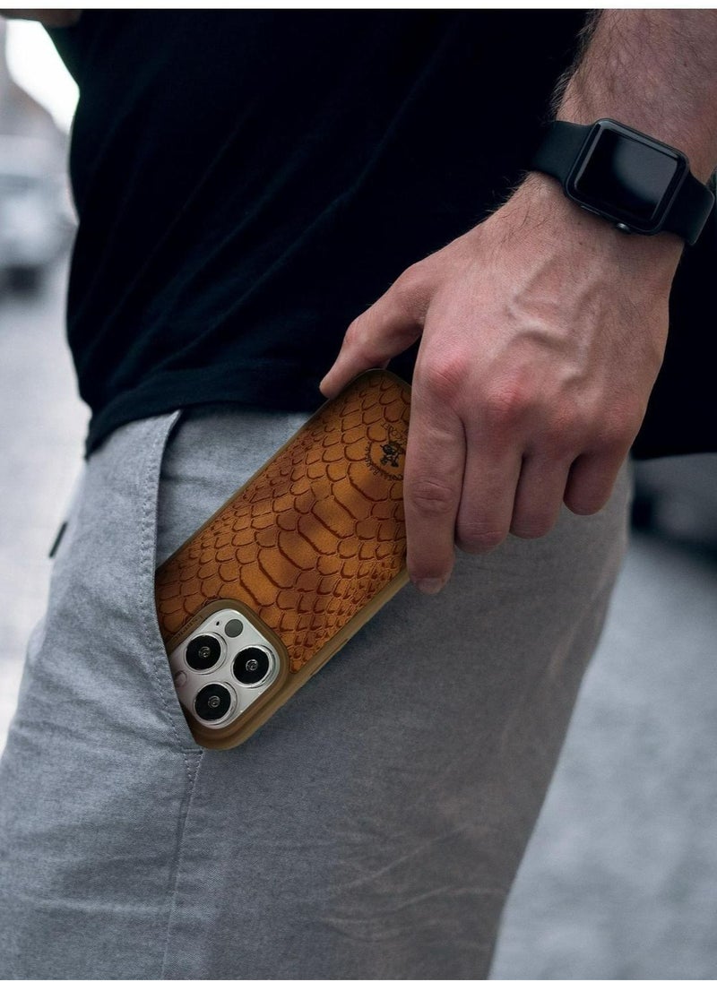 SANTA BARBARA POLO & RACQUET CLUB - Polo Knight Series Classic Business Design for Genuine Leather Phone Back Case Cover for Apple iPhone, Case for iPhone 15 Pro Max - Brown - Image 1