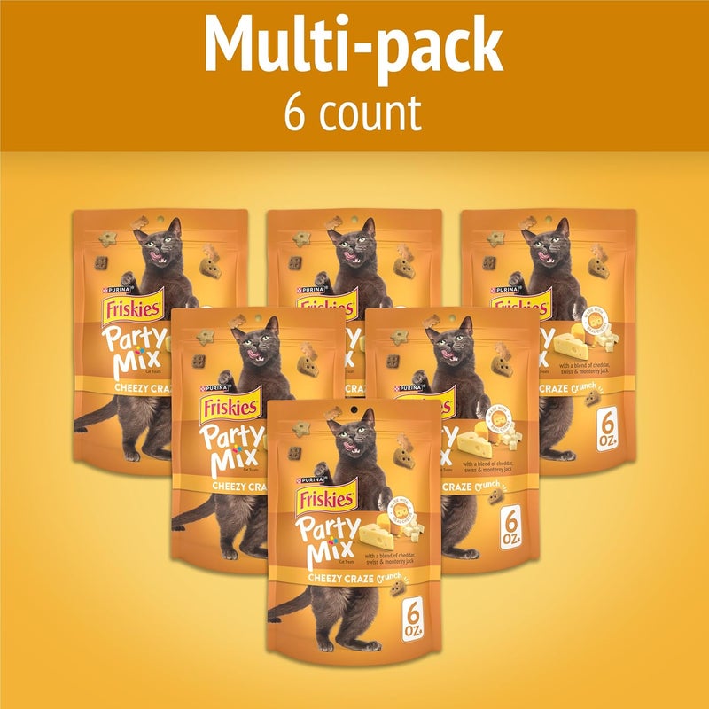 فريسكس حلوى القطط Purina Friskies، مزيج الحفلات Cheezy Craze Crunch – عبوة سعة 6 أونصات (عبوة تحتوي على 6 حبات) - Image 2