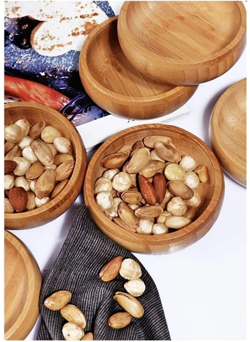 Ec Shop Inci Collection 4 Pieces Natural Wooden Snack Bowl Made from Bamboo Tree