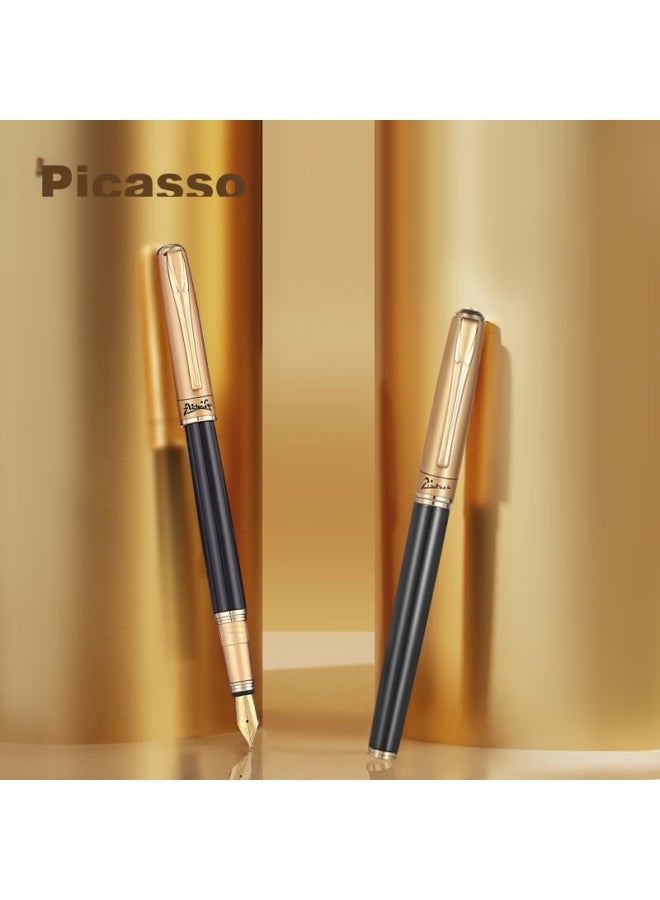 Pimio Art Calligraphy Fountain Pen With Bent Nib For Men And Women, Calligraphy Practice Pen For Adults And Students, 1.0mm, Athens Dynasty Series 906, Matte Gold - Image 1