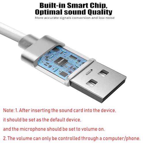 Verilux® USB Sound Card USB to 3.5mm Jack Audio Adapter USB External Stereo Sound Adapter Splitter Converter for Windows and Mac, Linux, Compatible with PS4, Headset, Laptop, PC - Image 3
