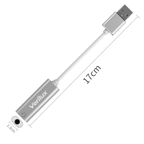 Verilux® USB Sound Card USB to 3.5mm Jack Audio Adapter USB External Stereo Sound Adapter Splitter Converter for Windows and Mac, Linux, Compatible with PS4, Headset, Laptop, PC - Image 5