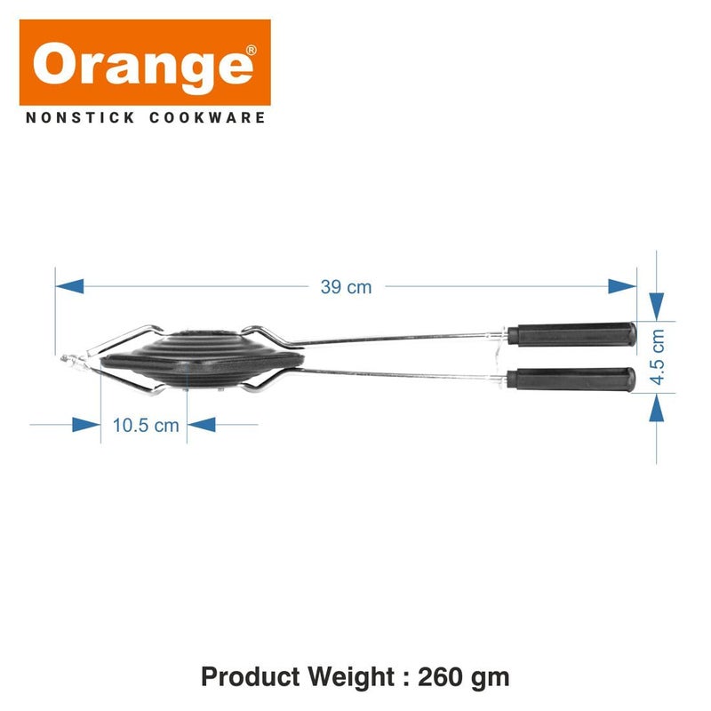 Orange Non-Stick Sandwich Toaster with free nylon Tongs & Scrubber | Daily Use, non-electric Sandwich Maker | Gas Stove Compatible| Black - Image 4