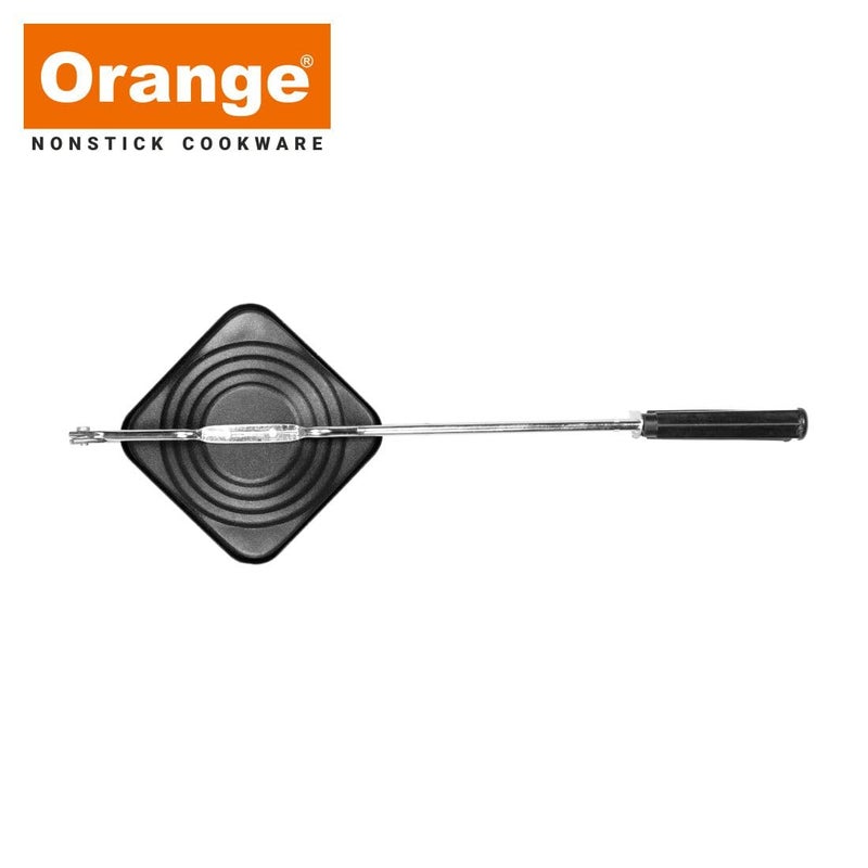 Orange Non-Stick Sandwich Toaster with free nylon Tongs & Scrubber | Daily Use, non-electric Sandwich Maker | Gas Stove Compatible| Black - Image 3