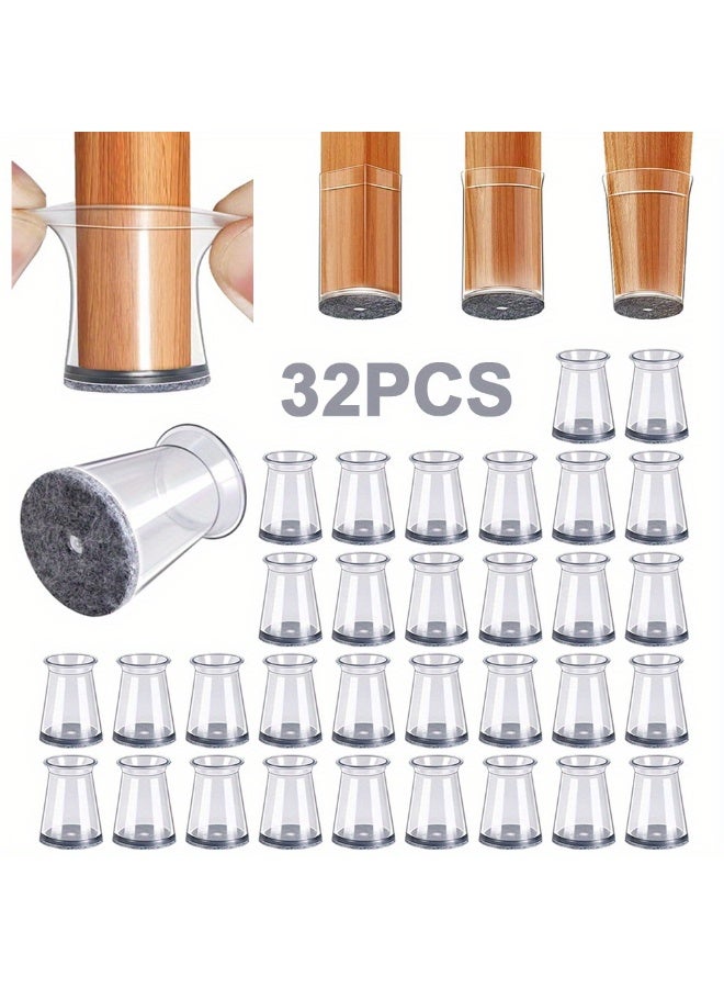 32 PCS Anti-Slip Noise-Reducing Chair Foot Covers - Felt Floor Protection Pads, Furniture Leg Protectors - Image 1