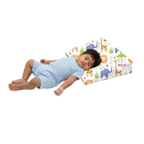 ADMIRAE Baby Wedge Pillow for Crib & Mattress | 12° Angled Design for Acid Reflux, Colic & Vomiting Relief | Firm Support Foam with Removable & Washable Hypoallergenic Cover | 19x14x3.5, Animal Print - Image 1