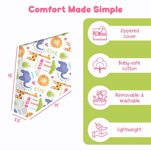 ADMIRAE Baby Wedge Pillow for Crib & Mattress | 12° Angled Design for Acid Reflux, Colic & Vomiting Relief | Firm Support Foam with Removable & Washable Hypoallergenic Cover | 19x14x3.5, Animal Print - Image 2