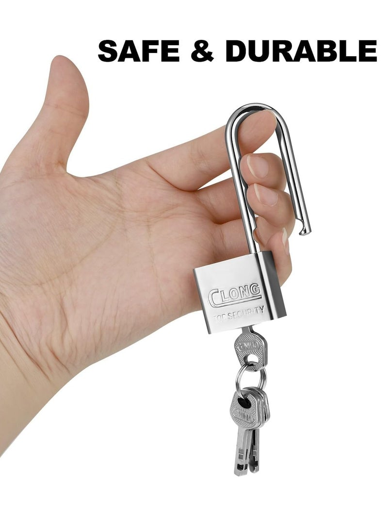 Oasisgalore 2 Pack Long Shackle Padlocks with Keys Heavy Duty Keyed Padlocks Strong Long Neck Padlock for Shed Gym Locker Fence Garage Outdoor  - Image 2