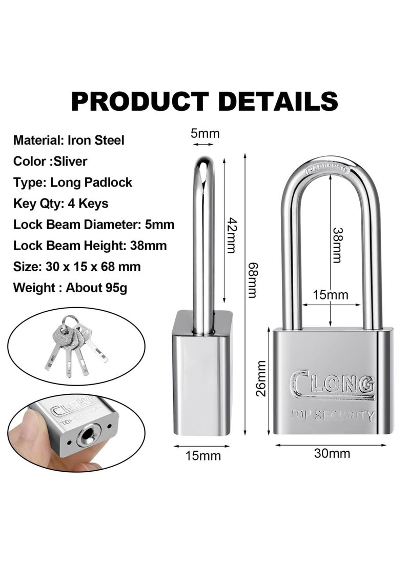Oasisgalore 2 Pack Long Shackle Padlocks with Keys Heavy Duty Keyed Padlocks Strong Long Neck Padlock for Shed Gym Locker Fence Garage Outdoor  - Image 3